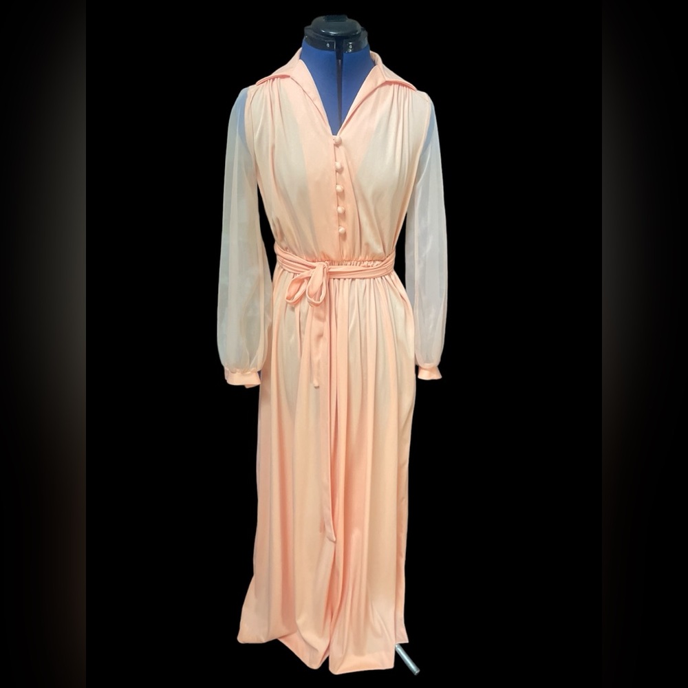 vintage JcPenny dress with sheer sleeve and tie belt size 8 on tag